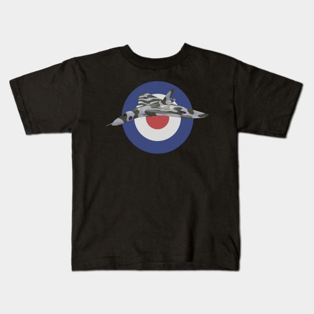 RAF Vulcan Bomber British Plane V Force Roundel Kids T-Shirt by Dirty Custard Designs 